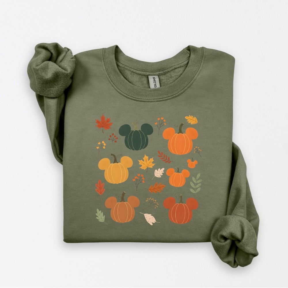 Olive Green Pumpkin Graphic Sweatshirt